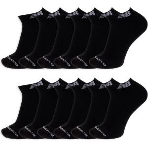imageNew Balance UnisexAdults Mens and Womens Performance Cushioned Low Cut Socks6 ampamp 12 PairsMoisture WickingBlack 12 Pairs