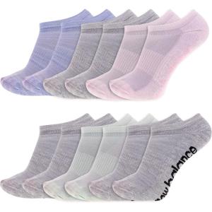 imageNew Balance UnisexAdults Mens and Womens Performance Cushioned No Show Socks6 ampamp 12 PairsMoisture WickingGrey 12 Pairs