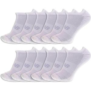 imageNew Balance UnisexAdults Mens and Womens Performance Cushioned No Show Socks6 ampamp 12 PairsMoisture WickingWhite 12 Pairs