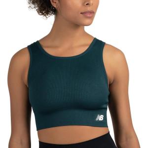 imageNew Balance Womens Seamless Medium Impact High Neck Scoop Back Sports Bra with Removable PadsTornado