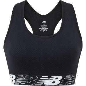 imageNew Balance Womens Seamless Wirefree Racerback Sports Bra with Removable Pads Bottom Band with LogoBlack