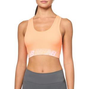 imageNew Balance Womens Seamless Wirefree Racerback Sports Bra with Removable Pads Bottom Band with LogoBold Citrus