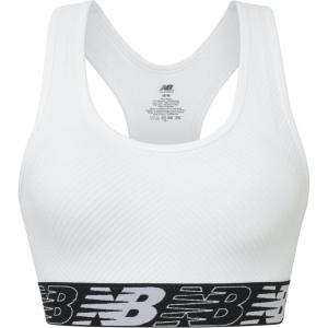 imageNew Balance Womens Seamless Wirefree Racerback Sports Bra with Removable Pads Bottom Band with LogoMunsell White