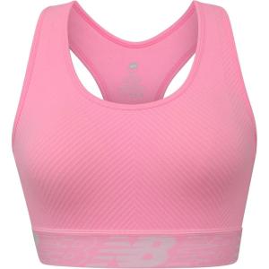 imageNew Balance Womens Seamless Wirefree Racerback Sports Bra with Removable Pads Bottom Band with LogoPeony Glow