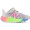 imageNew Balance Kids Fresh Foam Arishi V4 Hook ampamp Loop Running ShoesLight AluminumCyber LilacNeon Pink