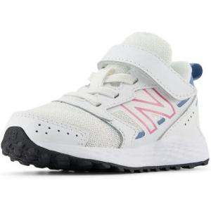 imageNew Balance Kids Fresh Foam 650 V1 Bungee Lace with Top Strap Running ShoeWhiteReal PinkHeron Blue