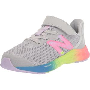 imageNew Balance Kids Fresh Foam Arishi V4 Hook ampamp Loop Running ShoesLight AluminumCyber LilacNeon Pink