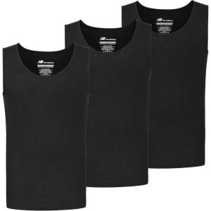 imageNew Balance Mens Cotton Performance Rib Sleeveless Tank Top Undershirt 3 Pack Or 4 PackBlackBlackBlack