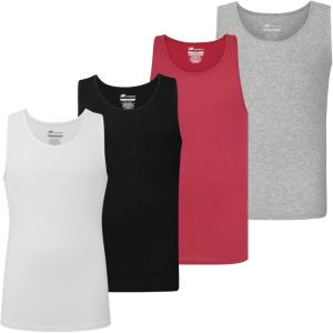 imageNew Balance Mens Cotton Performance Rib Sleeveless Tank Top Undershirt 3 Pack Or 4 PackBlackWhiteLt HeatherTeam Red