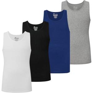 imageNew Balance Mens Cotton Performance Rib Sleeveless Tank Top Undershirt 3 Pack Or 4 PackBlackWhiteLt HeatherTeam Royal