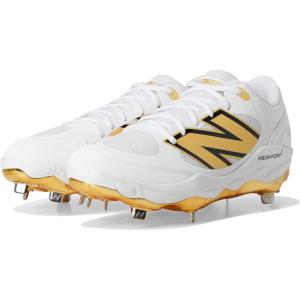 imageNew Balance Mens Fresh Foam X 3000 V7 Baseball Shoe WhiteMetallic GoldThunder 85