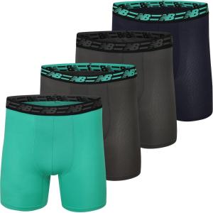 imageNew Balance Mens Mesh 5quot No Fly Boxer Brief 4 PackMagnetEmerald SkyTeam NavyMagnet