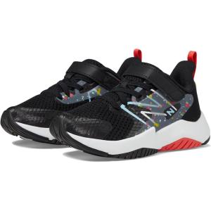 imageNew Balance UnisexChild Rave Run V2 Bungee Lace with Top Strap ShoeBlackBlast RedTeam Sky Blue