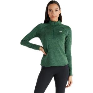 imageNew Balance Womens Athletics Heat Grid Half ZipNight Watch Green Heather