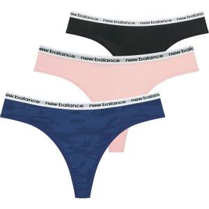 imageNew Balance Womens Premium Performance Thong with Logo Printed Elastic Waistband 3 or 6 PackBlackBluePeach