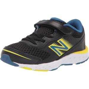 imageNew Balance Kids 680 V6 Hook and Loop Running ShoeBlackOxygen BlueSulphur Yellow