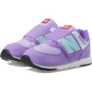 imageNew Balance UnisexChild 574 V1 70s Racing Newb Hook ampamp LoopSneakerViolet CrushBright Cyan