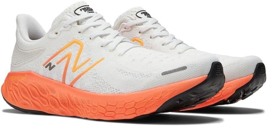 imageNew Balance Mens Fresh Foam 1080v6 Running ShoeWhiteNeon DragonflyHot Marigold