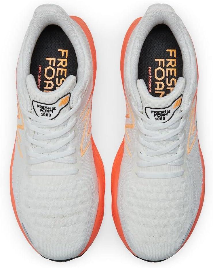 imageNew Balance Mens Fresh Foam 1080v6 Running ShoeWhiteNeon DragonflyHot Marigold