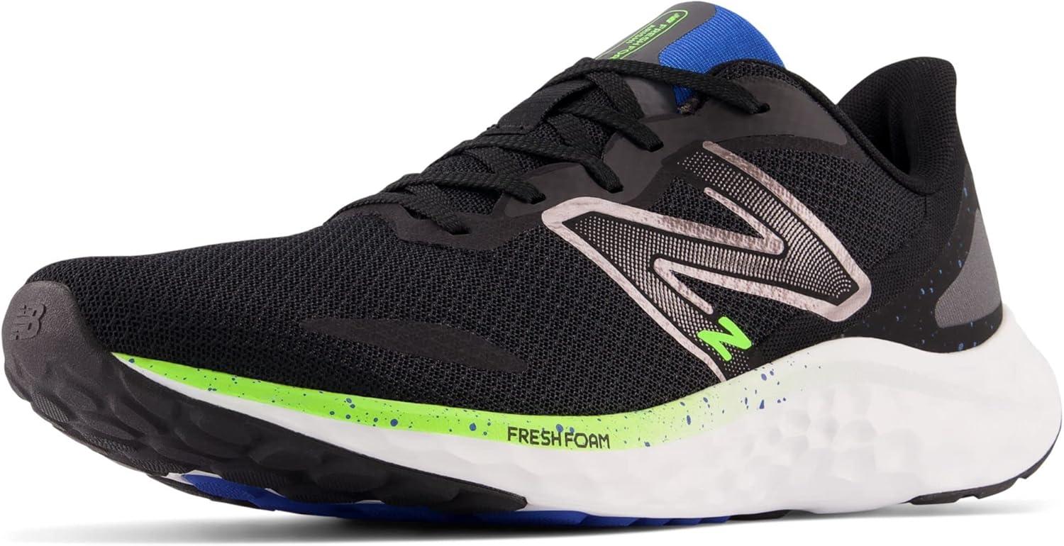 imageNew Balance Mens Fresh Foam Arishi V4Running ShoeBlackPixel GreenCobalt