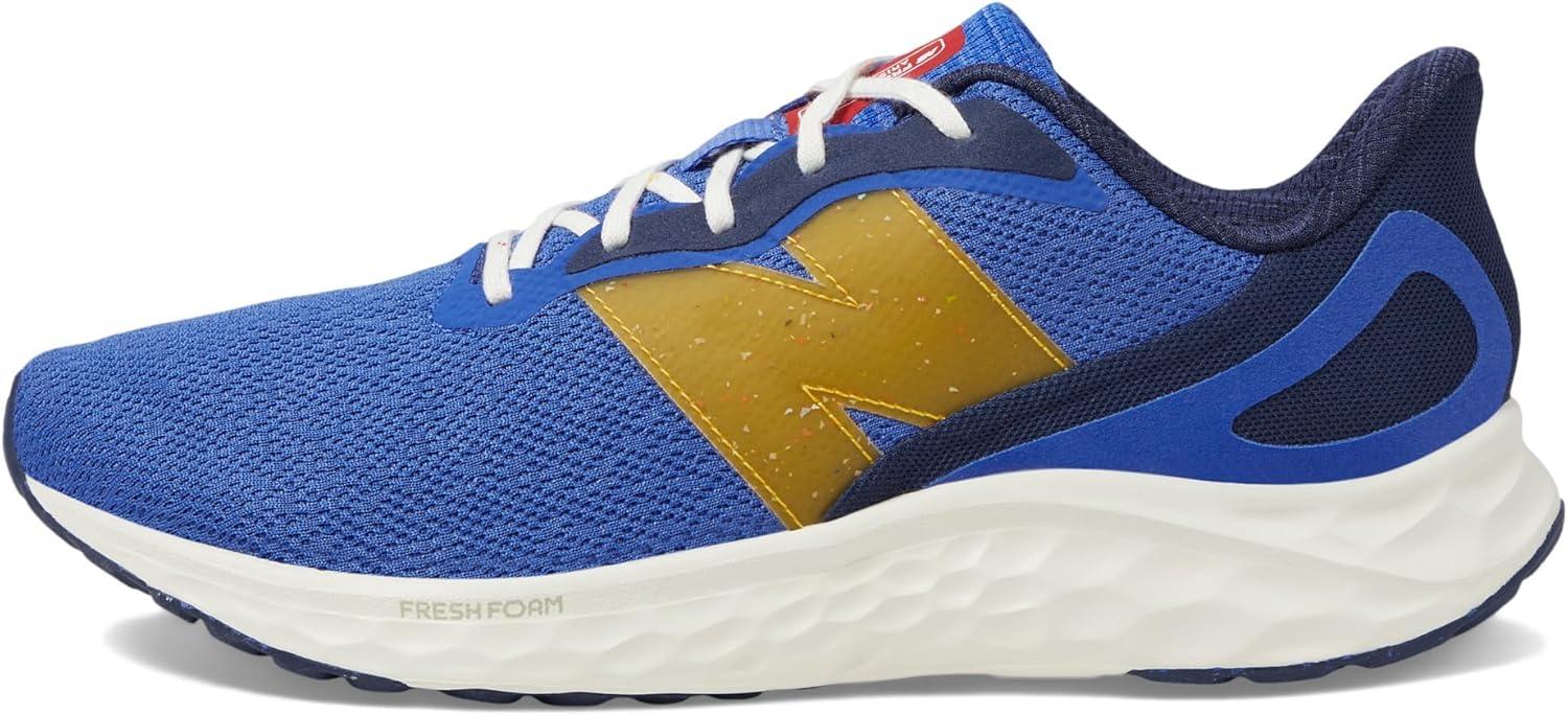 imageNew Balance Mens Fresh Foam Arishi V4Running ShoeMarine BlueHot Marigold Fuzz