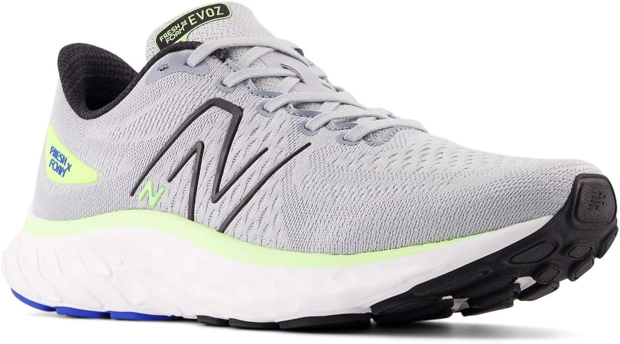 imageNew Balance Mens Fresh Foam X Evoz V3 Running ShoesAluminum GreyBlackBleached Lime Glo