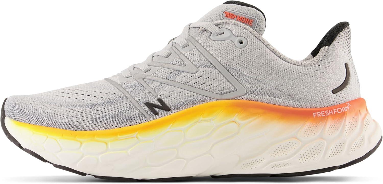 imageNew Balance Mens Fresh Foam X More V4Aluminum GreyNeon DragonflyHot Marigold