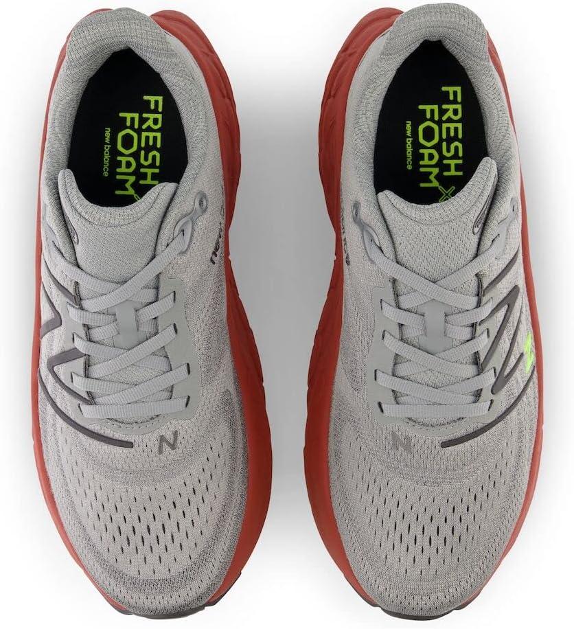imageNew Balance Mens Fresh Foam X More V4Harbor GreyBrick Red