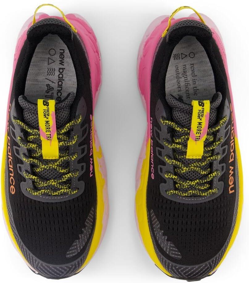 imageNew Balance Womens Fresh Foam X More Trail V3trail Running ShoeBlackGinger LemonReal Pink