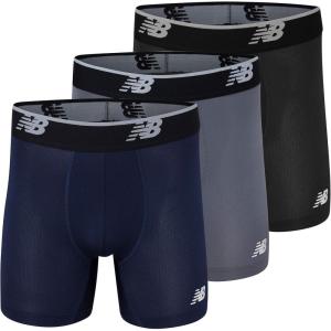 imageNew Balance Mens No Fly Boxer Brief Underwear with Jacquard Waistband Breathable Lightweight Moisture Wicking 3 PackLeadPigmentBlack