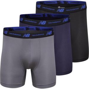 imageNew Balance Mens No Fly Boxer Brief Underwear with Jacquard Waistband Breathable Lightweight Moisture Wicking 3 PackLeadTeam NavyBlack
