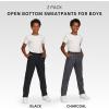 imageNew Balance Boys Open Bottom Active Sweatpants  2 Pack Soft Cotton Fleece Blend PullOn Straight Leg Sweats Sizes 420BlackCharcoal