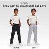imageNew Balance Boys Open Bottom Active Sweatpants  2 Pack Soft Cotton Fleece Blend PullOn Straight Leg Sweats Sizes 420BlackGrey