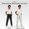 imageNew Balance Boys Open Bottom Active Sweatpants  2 Pack Soft Cotton Fleece Blend PullOn Straight Leg Sweats Sizes 420BlackOatmeal