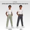 imageNew Balance Boys Open Bottom Active Sweatpants  2 Pack Soft Cotton Fleece Blend PullOn Straight Leg Sweats Sizes 420CharcoalGreen