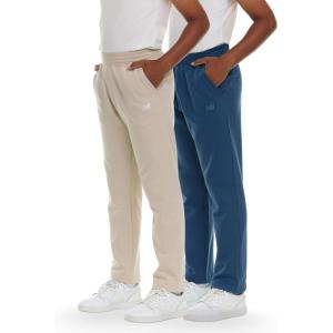 imageNew Balance Boys Open Bottom Active Sweatpants  2 Pack Soft Cotton Fleece Blend PullOn Straight Leg Sweats Sizes 420StoneBlue