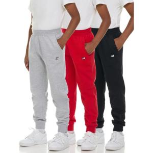 imageNew Balance Boys Fleece Jogger 3 Pack  Kids Soft Cotton Blend Fleece Sweatpants with Pockets Athletic Fit Sizes 420BlackRedGrey