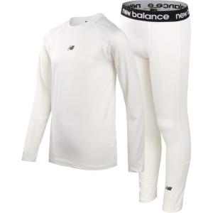 imageNew Balance Boys Performance Base Layer Set  2 Piece Athletic MoistureWicking Long Sleeve T Shirt and Tights Sizes 2T20White Solid