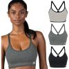imageNew Balance 3 Pack Sports Bras for Women Ladies Core Cami Yoga Workout Set Sostn DeportivoGrey  Black  Sea Salt