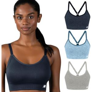 imageNew Balance 3 Pack Sports Bras for Women Ladies Core Cami Yoga Workout Set Sostn DeportivoNavy  Blue  Grey