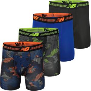 imageNew Balance Mens 6quot Performance No Fly Boxer Brief Underwear 4 PackHltBlackhtTeam RoyalTeam Royal Strt