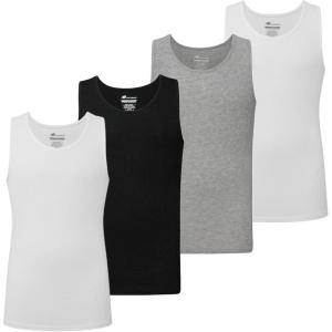 imageNew Balance Mens Cotton Performance Rib Sleeveless Tank Top Undershirt 3 Pack Or 4 PackBlackWhiteLt Heather Grey