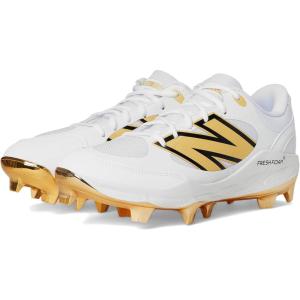 imageNew Balance Mens Fresh Foam 3000 V7 Molded Baseball Shoe Mercury RedGold 65 MWhiteMetallic Gold