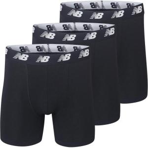 imageNew Balance Mens Velocity Cotton Breathable Lightweight No Fly Boxer Briefs Underwear 3 PackBlackBlackBlack