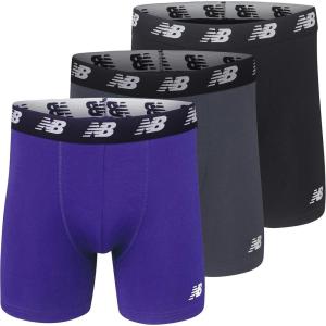 imageNew Balance Mens Velocity Cotton Breathable Lightweight No Fly Boxer Briefs Underwear 3 PackPrism PurpleLeadBlack
