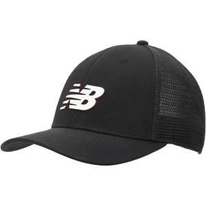 imageNew Balance Adult Unisex 6 Panel Lightweight Adjustable Stretch Running Workout Trucker HatNatural Black