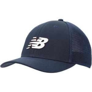 imageNew Balance Adult Unisex 6 Panel Lightweight Adjustable Stretch Running Workout Trucker HatNavy