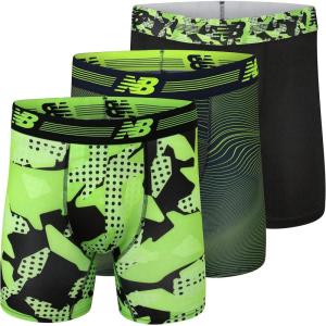 imageNew Balance Mens Ultra Soft Performance 6 Boxer Briefs with No Fly 3 PackBlackHilite ShockwaveEnergy Lime Pixel
