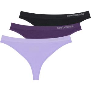 imageNew Balance womens Ultra Comfort Performance Seamless Thong Underwear 3 Pack Thong PantiesViolet TulipCrown JewelBlack