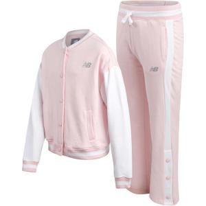 imageNew Balance Girls Sweatsuit Set  2 Piece Long Sleeve Fleece Baseball Jacket and Jogger Sweatpants Girls Athletic Sets 716Rose Sugar